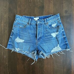 H&M denim jean cutoff shorts high rise distressed size 10 women